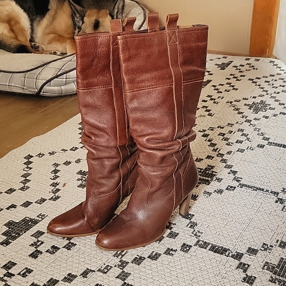 Women's Vintage Matisse Brown Leather Knee High Boots Size 9.5